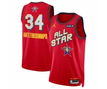 Men 2025 All Star  #34 Giannis Antetokounmpo Red Stitched Basketball Jersey