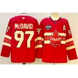 Men's Canada #97 Connor McDavid Red 2025 4 Nations Face-Off Premium Stitched Jersey