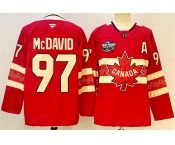 Men's Canada #97 Connor McDavid Red 2025 4 Nations Face-Off Premium Stitched Jersey