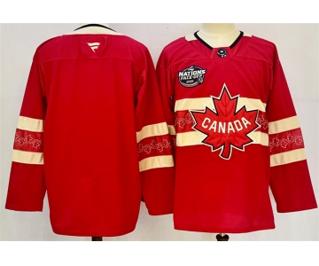 Men's Canada Blank Red 2025 4 Nations Face-Off Premium Stitched Jersey