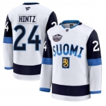 Men's Finland #24 Roope Hintz White 2025 4 Nations Face-Off Premium Stitched Jersey