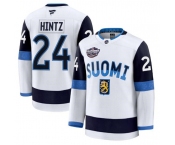 Men's Finland #24 Roope Hintz White 2025 4 Nations Face-Off Premium Stitched Jersey