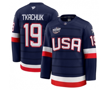 Men's USA #19 Matthew Tkachuk Navy 2025 4 Nations Stitched Jersey