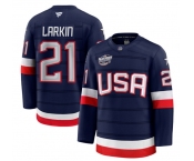 Men's USA #21 Dylan Larkin Navy 2025 4 Nations Face-Off Stitched Jersey