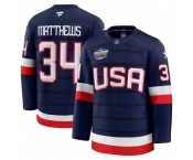 Men's USA #34 Auston Matthews Navy 2025 4 Nations Stitched Jersey