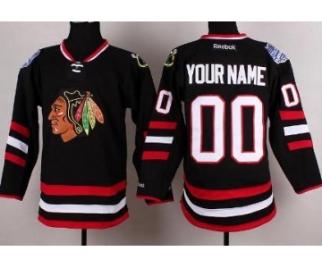 Customized Chicago Blackhawks Black 2014 Hockey Stadium Series Jerseys