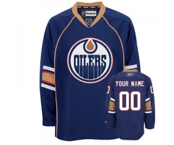 Customized Edmonton Oilers Jersey Dark Blue Third Man Hockey