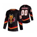 Men's Calgary Flames Custom Black 2020-21 Reverse Retro Alternate Hockey Jersey