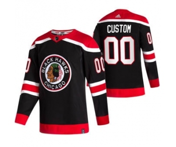 Men's Chicago Blackhawks Custom Black 2020-21 Reverse Retro Alternate Hockey Jersey