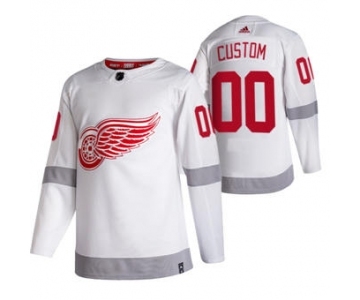 Men's Detroit Red Wings Custom White 2020-21 Reverse Retro Alternate Hockey Jersey