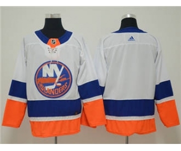 Men's New York Islanders Customized White Road Stitched Hockey Jersey