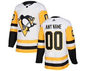 Men's Penguins Personalized White Road Hockey Jersey