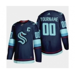 Men's Seattle Kraken Custom 2021-22 Navy Home Authentic Stitched Hockey Jersey