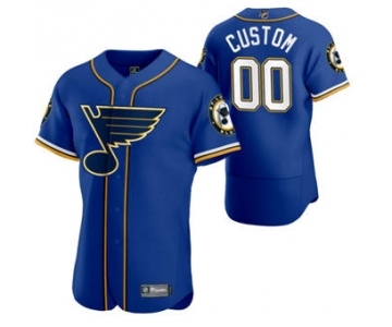 Men's St. Louis Blues Custom 2020 Hockey x Baseball Crossover Edition Baseball Jersey Blue