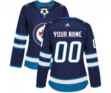 Women Adidas Winnipeg Jets Customized Authentic Navy Blue Home NHL Jersey