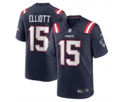 Men New England Patriots #15 Ezekiel Elliott 2023 Navy Game Jersey