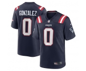 Men's New England Patriots #0 Christian Gonzalez Navy Stitched Game Jersey