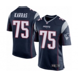 Men's New England Patriots #75 Ted Karras Game Navy Blue Team Color Football Jersey