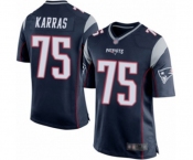 Men's New England Patriots #75 Ted Karras Game Navy Blue Team Color Football Jersey