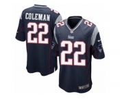 Men's Nike New England Patriots #22 Justin Coleman Game Navy Blue Team Color NFL Jersey