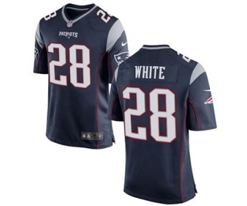 Men's Nike New England Patriots #28 James White Game Navy Blue Team Color NFL Jersey