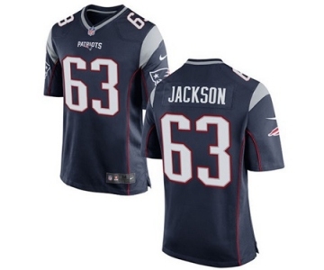 Men's Nike New England Patriots #63 Tre Jackson Game Navy Blue Team Color NFL Jersey