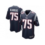 Men's Nike New England Patriots #75 Ted Karras Game Navy Blue Team Color NFL Jersey