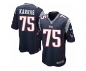 Men's Nike New England Patriots #75 Ted Karras Game Navy Blue Team Color NFL Jersey