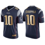 Nike New England Patriots #10 Jimmy Garoppolo Navy Blue Men's NFL Game 2016 Christmas Golden Edition Jersey