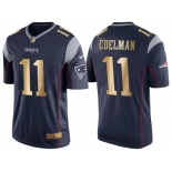 Nike New England Patriots #11 Julian Edelman Navy Blue Men's NFL Game 2016 Christmas Golden Edition Jersey