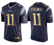 Nike New England Patriots #11 Julian Edelman Navy Blue Men's NFL Game 2016 Christmas Golden Edition Jersey