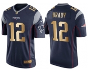 Nike New England Patriots #12 Tom Brady Navy Blue Men's NFL Game 2016 Christmas Golden Edition Jersey