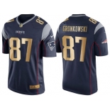 Nike New England Patriots #87 Rob Gronkowski 2016 Christmas Navy Blue Men's NFL Game Golden Edition Jersey