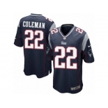 Men's Nike New England Patriots #22 Justin Coleman Game Navy Blue Team Color NFL Jersey