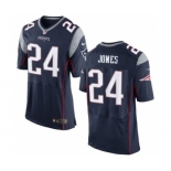 Men's Nike New England Patriots #24 Cyrus Jones Elite Navy Blue Team Color NFL Jersey