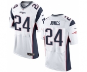 Men's Nike New England Patriots #24 Cyrus Jones Elite White NFL Jersey