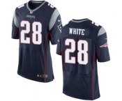 Men's Nike New England Patriots #28 James White Elite Navy Blue Team Color NFL Jersey