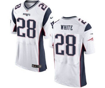 Men's Nike New England Patriots #28 James White Elite White NFL Jersey