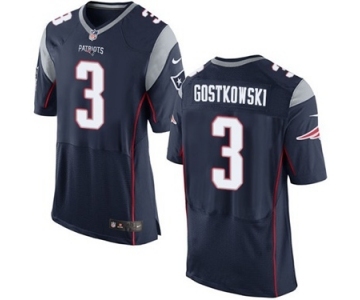 Men's Nike New England Patriots #3 Stephen Gostkowski Elite Navy Blue Team Color NFL Jersey