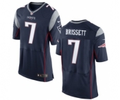 Men's Nike New England Patriots #7 Jacoby Brissett Elite Navy Blue Team Color NFL Jersey