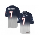 Men's Nike New England Patriots #7 Jacoby Brissett Elite Navy Grey Fadeaway NFL Jersey