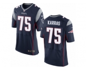 Men's Nike New England Patriots #75 Ted Karras Elite Navy Blue Team Color NFL Jersey