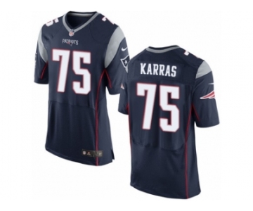 Men's Nike New England Patriots #75 Ted Karras Elite Navy Blue Team Color NFL Jersey