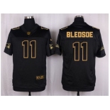 Nike New England Patriots #11 Drew Bledsoe Black Pro Line Gold Collection Jersey[Elite]