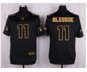 Nike New England Patriots #11 Drew Bledsoe Black Pro Line Gold Collection Jersey[Elite]