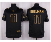 Nike New England Patriots #11 Julian Edelman Black Pro Line Gold Collection Jersey[Elite]