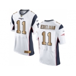 Nike New England Patriots #11 Julian Edelman White Men's Stitched NFL New Elite  Gold Jersey