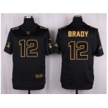 Nike New England Patriots #12 Tom Brady Black Pro Line Gold Collection Jersey[Elite]