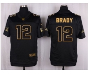 Nike New England Patriots #12 Tom Brady Black Pro Line Gold Collection Jersey[Elite]