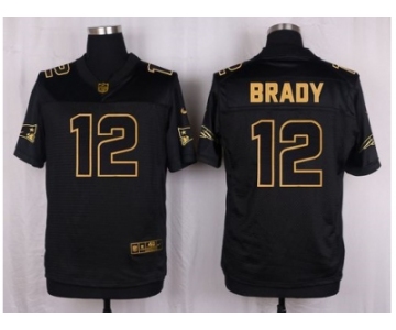 Nike New England Patriots #12 Tom Brady Black Pro Line Gold Collection Jersey[Elite]